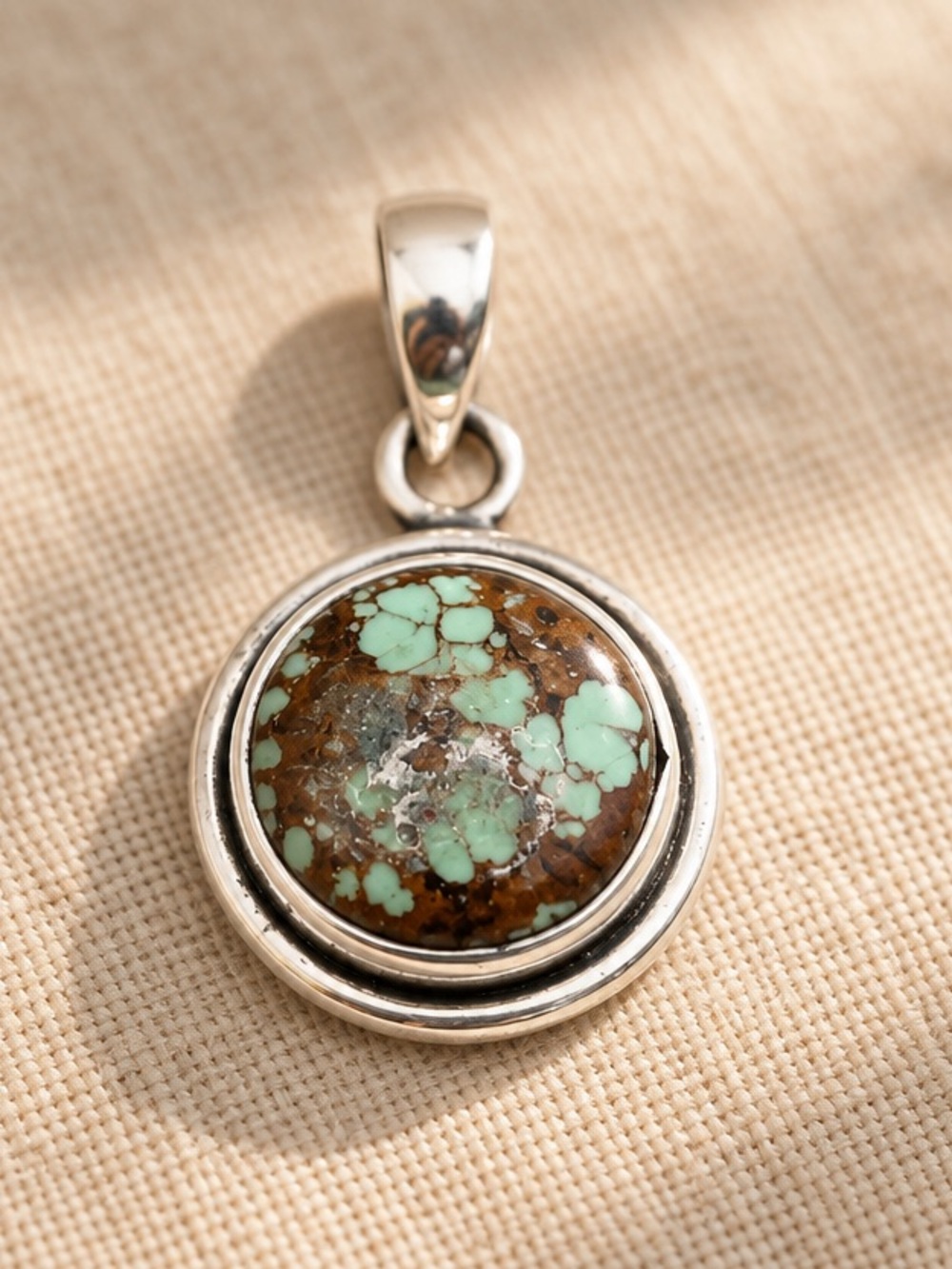 Sterling Silver Hubei Turquoise Matrix Pendant